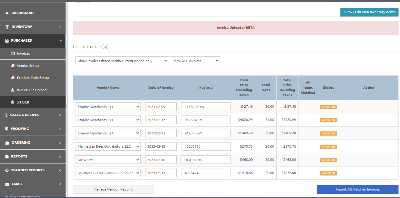 Image of how to import invoices from the OCR